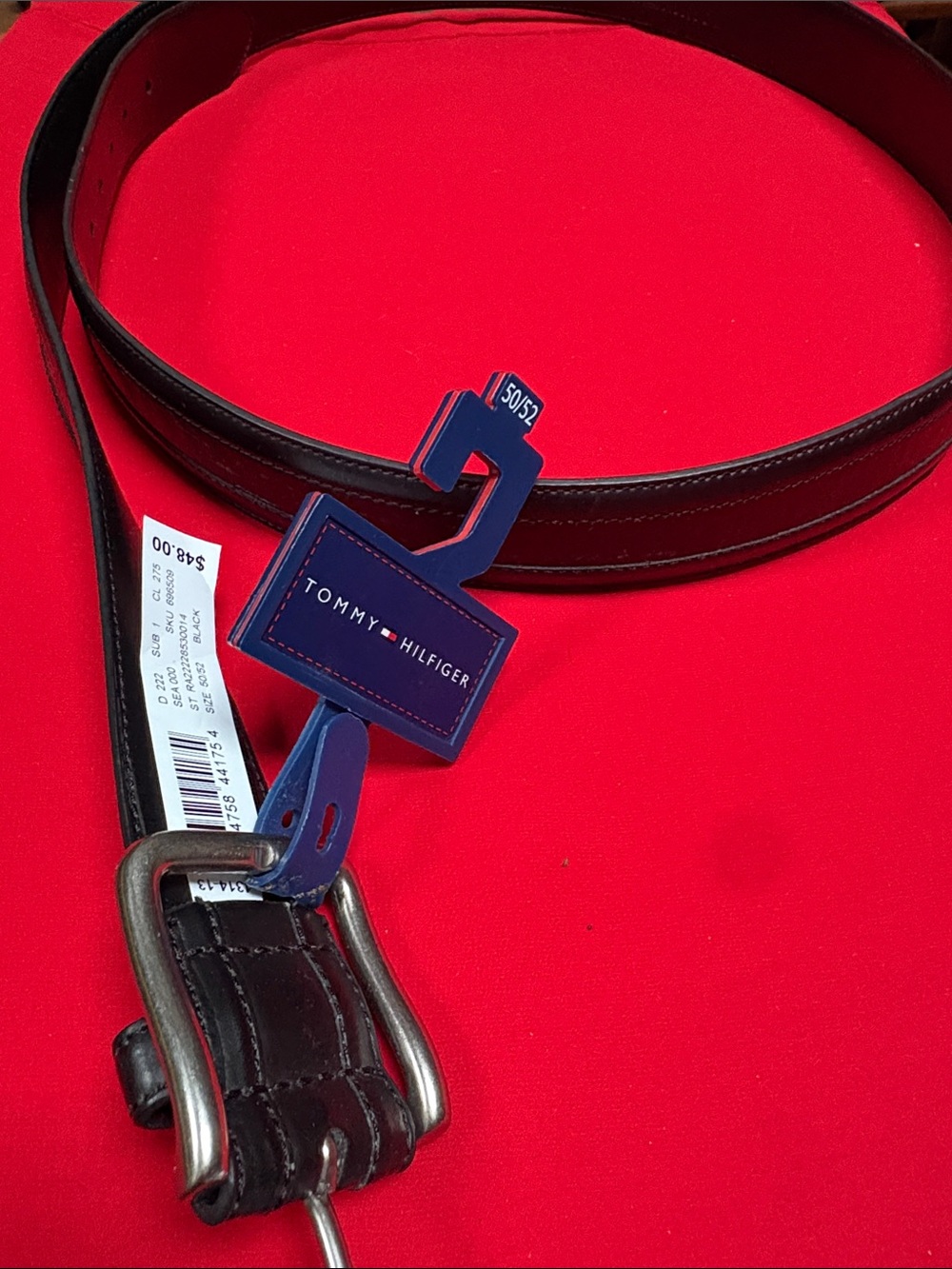 Tommy Hilfiger size 50/52 black leather belt. NWT!